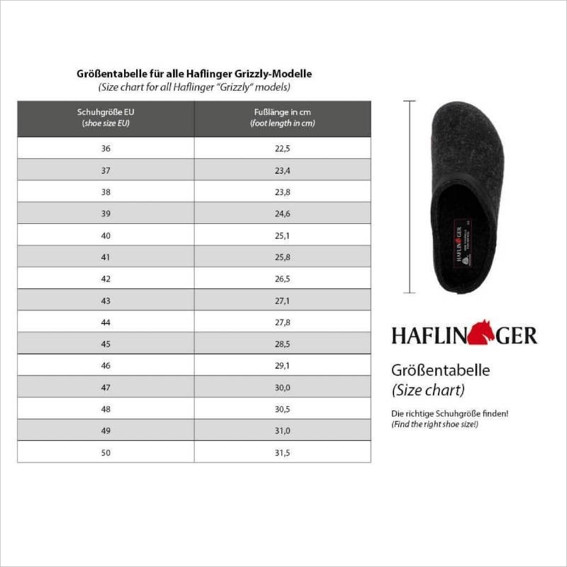 haflinger size chart